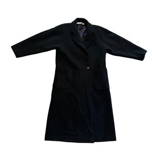 Central Park Vintage Black 100% Pure Wool Overcoat Size M